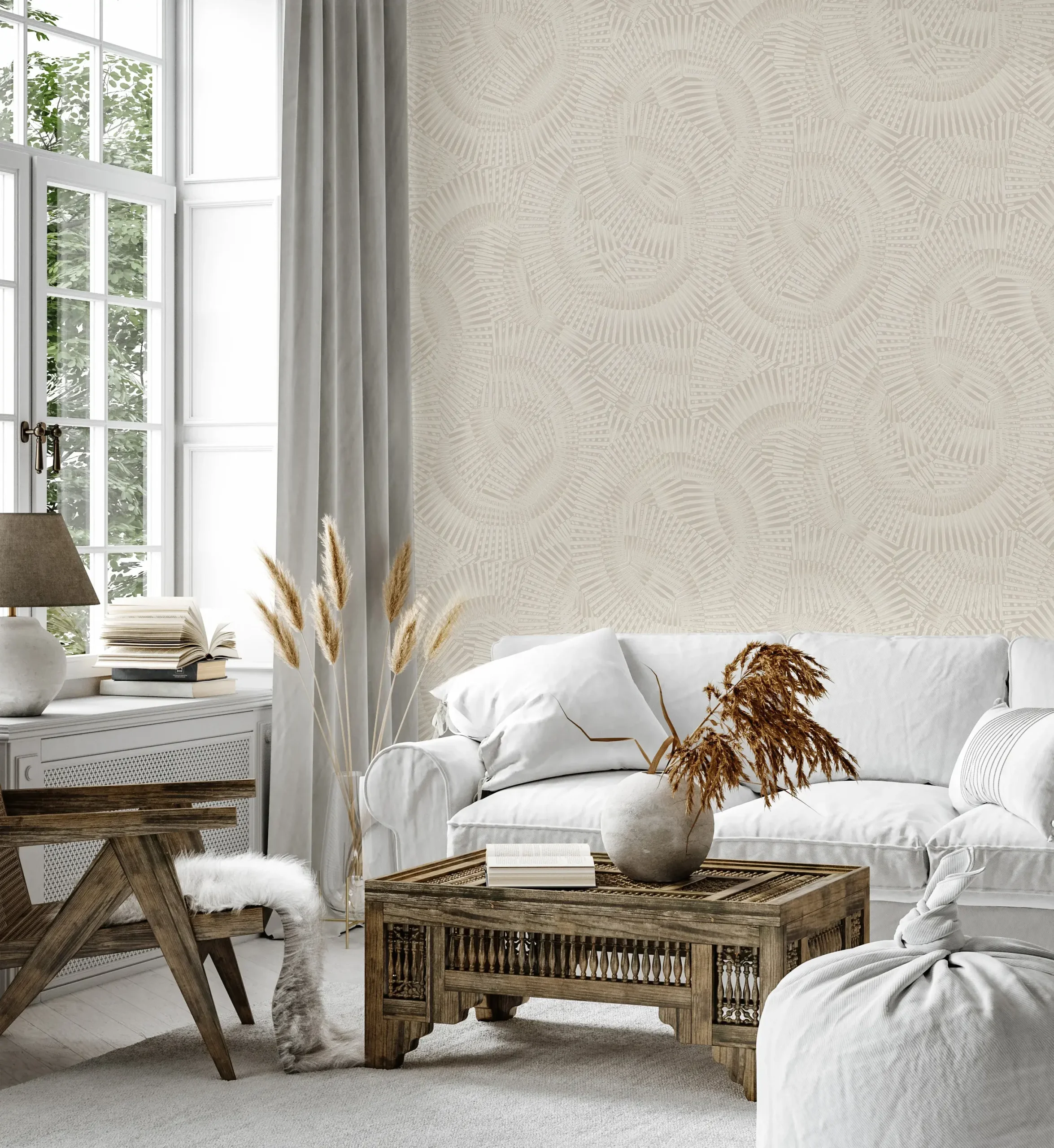 Beige Embossed Wallpaper – Natural Warmth (24103-2)